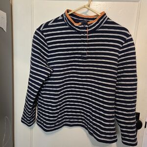 Lands' End Navy and White Striped Womens Sweater